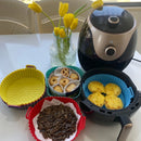 Silicone Air Fryer Basket Oven Mold Baking Pizza Fried Chicken Round Square Reusable Pan Liner Accessories 1Pc